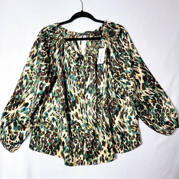 Jessica Simpson Tunic Top Sz XL Long sleeve Layla Cheetah Ferns Print NWT - Picture 2 of 15